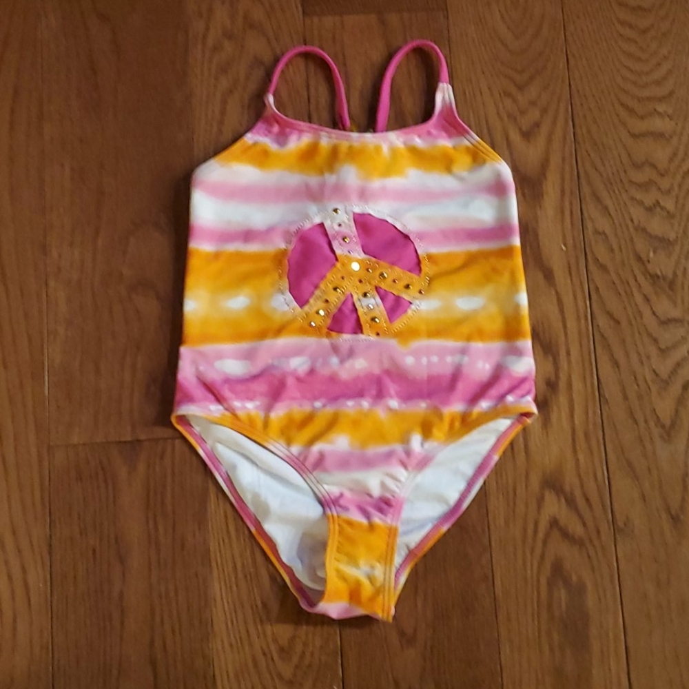 Peace sign tie dye bathing suit